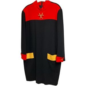 Vintage designer ‘Star Trek’ lined 100% wool dress, 14, shoulder to hem 39”.